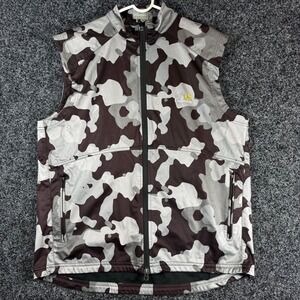 Fennec Golf Mens Camo Full Zip Vest Grey Brown Galloway Logo Size Lg Camouflage